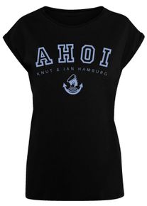 F4NT4STIC Damen T-Shirt "PLUS SIZE Ahoi Knut & Jan Hamburg", schwarz, casual, Gr. XL, Obermaterial: 100% Baumwolle, Shirts, Print