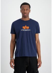 Herren T-Shirt "Alpha Industries Men - T-Shirts Basic T-Shirt BL Rubber", blau, Gr. L, Alpha Industries, Obermaterial: 90% Baumwolle, 10% Polyester,