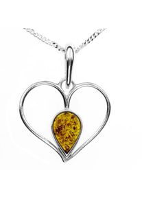 OSTSEE-SCHMUCK Damen Kette mit Anhänger "OSTSEE-SCHMUCK Kette mit Anhänger Herz Kette mit Anhänger Herz", 42cm, Silber 925 (Sterlingsilber), L: 42cm,