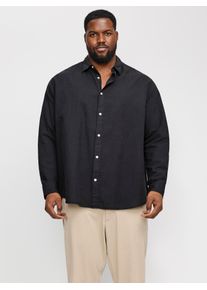 Jack & Jones PlusSize Herren Langarmhemd "JJEBREEZE SHIRT LS SN PLS", schwarz, modisch, Gr. XXXL, JACK & JONES PLUSSIZE, unifarben, Web, Obermaterial: 70% Baumwolle, 30%