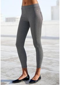 Lascana Damen Leggings, Gr. 32, grau, Strick, Obermaterial: 73% Polyester, 24% Viskose, 3% Elasthan, Ajourstrickmuster, klassisch, Hosen, im