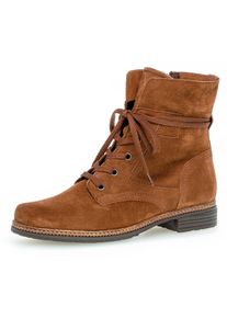 Gabor Damen Schnürboots, Gr. 37, braun, Ziegenveloursleder, unifarben, klassisch, Schuhe, Blockabsatz, Schnürstiefelette mit schaftumwickelenden