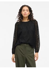Vila Damen Blusenshirt "VIMIKA O-NECK L/S TOP - NOOS", schwarz, modisch, Gr. 44, unifarben, Jersey, Obermaterial: 100% Polyester, Shirts