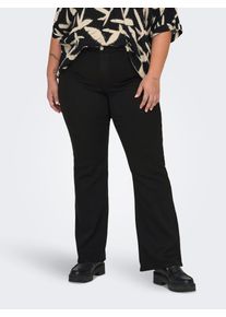 Only CARMAKOMA Damen Bootcut-Jeans "CARTHUNDER LIFE MID PUSH UP FLARED DNM", schwarz, modisch, Gr. 54, unifarben, Denim/Jeans, Obermaterial: 53%
