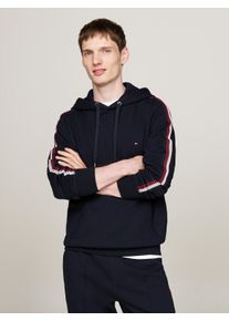Tommy Hilfiger Herren Kapuzensweatshirt "GLOBAL STRIPE TAPE HOODY", blau, casual, Gr. M, Sweatware, Obermaterial: 100% Baumwolle, Sweatshirts, Tape