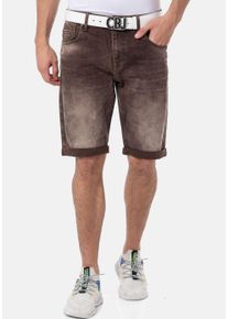 Cipo & Baxx CIPO & BAXX Herren Jeansshorts, beige, modisch, Gr. 32, Abriebeffekte, Denim/Jeans, Obermaterial: 98% Baumwolle, 2% Elasthan, Jeans