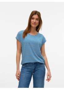 Véro Moda VERO MODA Damen Rundhalsshirt "VMAVA PLAIN SS TOP STRIPE GA JRS NOOS"daphne stripes:pristine, casual, Gr. L, gestreift, Jersey, Obermaterial: 95%