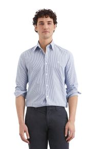 Marc O'Polo MARC O'POLO Herren Langarmhemd "aus Bio-Baumwoll-Popeline"multi, total eclipse, casual, Gr. XXL, gestreift, Obermaterial: 100% Baumwolle, Hemden