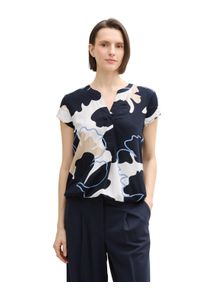 Tom Tailor Damen Kurzarmblusebig floral, casual, Gr. 36, geblümt, bedruckt, Web, Obermaterial: 100% Viskose, Blusen, mit grafischem Muster