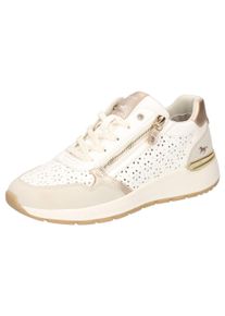 Mustang Shoes Damen Sneaker, Gr. 37, gold, Lederimitat, metallic, modisch, Schuhe, Runners Sneaker, Plateausneaker mit Außenreißverschluss