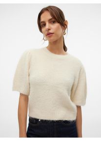 Véro Moda VERO MODA Damen Strickpullover "VMNOVAH SS O-NECK PUFF PULLOVER GA NOOS", beige, modisch, Gr. M, unifarben, Strick, Obermaterial: 70% Polyester, 21%