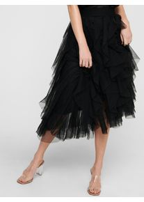 Only Damen Rüschenrock "ONLSKY SKIRT JRS", schwarz, modisch, Gr. S, unifarben, Jersey, Obermaterial: 100% Polyester, Röcke