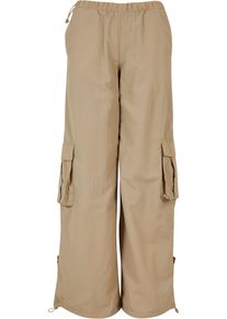 Urban Classics Damen Stoffhose "Urban Classics Damen Ladies Wide Crinkle Nylon Cargo Pants", grau, Gr. XXL, unifarben, 100% Polyamid, Hosen