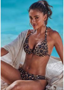 Bruno Banani Damen Triangel-Bikinileo bedruckt, Gr. 34, Animalprint, kontrastfarbene Details, Recycling-Polyamid, Bikini-Sets, mit kontrastfarbigen