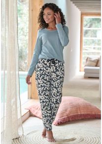 Vivance Dreams Pyjama mehrfarbig Gr. 32/34 für Damen. Mit Rundhals. Basic. Nachhaltig.