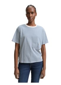 Damen T-Shirtsmall dusty blau weiß stripe, modisch, Gr. S, Tom Tailor Denim, gestreift, Single Jersey, Obermaterial: 100% Baumwolle, Shirts, mit