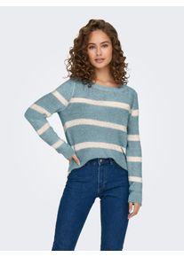 Only Damen Strickpullover "ONLGEENA XO L/S PULLOVER KNT NOOS"arona stripes:eggnog, modisch, Gr. L, gestreift, Strick, Obermaterial: 65% Polyacryl,