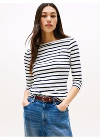 Tommy Hilfiger Damen 3/4-Arm-Shirt "NEW CODY SLIM BOAT-NK 3/4SLV"breton, ecu, schwarz night navy, casual, Gr. M, gestreift, Jersey, Obermaterial: