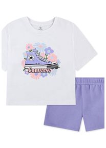 Converse Kinder T-Shirt & Shorts "CNVG FLORAL SNEAKER TEE & SHOR"violet heat, Gr. 116, Obermaterial: 60% Baumwolle, 40% Polyester, KOB Set-Artikel,