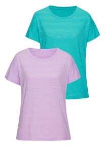 Vivance Damen T-Shirt "mit modischer Strukturoptik"flieder, türkis, modisch, Gr. 36, Strukturmuster, Slub, Obermaterial: 65% Polyester (REPREVE), 35%