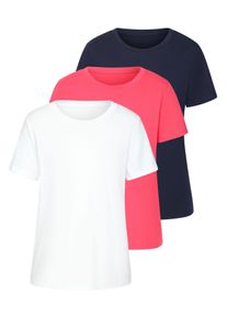 Beach Time BEACHTIME Damen T-Shirt "mit modischem Schlitz am Saum"creme, koralle, navy, Basic, Gr. 48, unifarben, Single Jersey, Obermaterial: 100% Baumwolle,