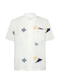 KnowledgeCotton Apparel Box Fit S/S Shirt Embroidery Hemd Herren (Gr M |weiß)