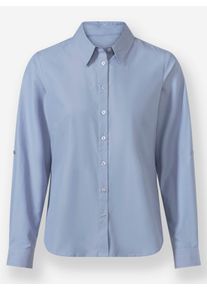 sheego Gro&szlig;e Gr&ouml;&szlig;en Langarm-Bluse im Baumwoll-Polyester-Mix, bleu, Gr&ouml;&szlig;e 44 - Damen