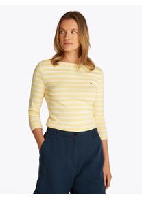 Tommy Hilfiger Damen 3/4-Arm-Shirt "NEW CODY SLIM BOAT-NK 3/4SLV"citronella, ecru stp, casual, Gr. XXXL, gestreift, Jersey, Obermaterial: 100%