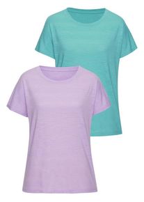 Vivance T-Shirt 'mit modischer Strukturoptik' mehrfarbig Gr. 32/34 für Damen. Mit Rundhals. Bequem. Nachhaltig.