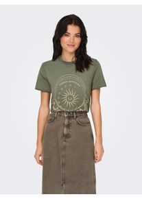Only Damen Rundhalsshirt "ONLLUCY REG S/S TOP JRS NOOS"kalamata print:eternal moonlight, casual, Gr. XS, bedruckt, Single Jersey, Obermaterial: 100%
