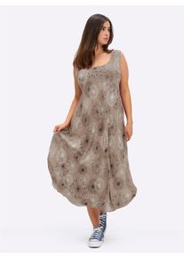 sheego Große Größen Druckkleid mit Blüten-Muster, figurumspielend, sesam-graphit-bedruckt, Größe 54 - Damen