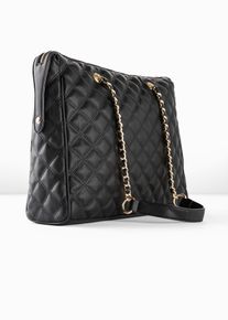 bonprix Handtasche mit dekorativer Steppung, schwarz, Gr.28x36 cm, Modische Handtasche mit Steppmuster