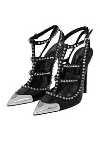 Philipp Plein Sandaletten mit Absatz - Sandaletten Skull Mit Nietenverzierungen - Gr. 36 (EU) - in Schwarz - f&uuml;r Damen