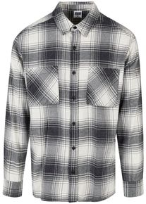 Urban Classics Herren Langarmhemd "Urban Classics Herren Mock Check Shirt", weiß, Gr. S, 100% Baumwolle, Hemden