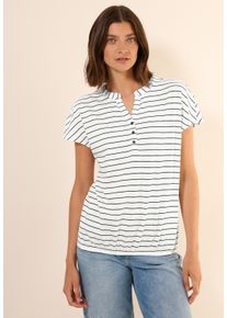 Cecil Damen T-Shirt, weiß, casual, Gr. XXL, gestreift, Web, 100% Baumwolle, Shirts, mit Elastiksaum