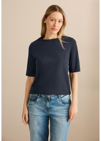 Cecil Damen T-Shirt, blau, Basic, Gr. XXL, unifarben, Web, 95% Baumwolle, 5% Elasthan, Shirts, mit U-Boot-Ausschnitt