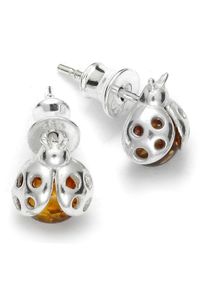 OSTSEE-SCHMUCK Damen Paar Ohrstecker "OSTSEE-SCHMUCK Ohrstecker Marienkäfer Ohrstecker Marienkäfer", 9 x 8mm, Silber 925 (Sterlingsilber), weiß,
