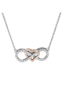 ZEEme Damen Collierkettchen "925 Silber rhodiniert vergoldet rose Herz Zirkonia Unendlichkeit", 42 + 3cm, Silber 925 (Sterlingsilber), L: 45cm B: