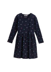 Tom Tailor Mädchen Skaterkleid, blau, Gr. 92, bedruckt, Rippware, Obermaterial: 93% Viskose, 7% Elasthan, Kleider, mit Herzchen-Allover-Muster