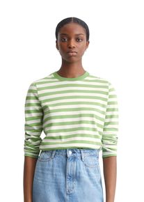 Marc O'Polo Damen Langarmshirt "aus Interlock-Jersey", grün, Gr. XXS, MARC O'POLO DENIM, gestreift, Obermaterial: 100% Baumwolle, Shirts