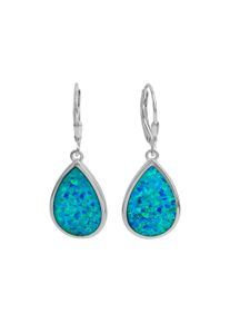 Vivance Damen Paar Ohrhänger "925/- Sterling Silber synth. Opal blau", ONE-SIZE, Silber 925 (Sterlingsilber), weiß, Silber 925 (Sterlingsilber),