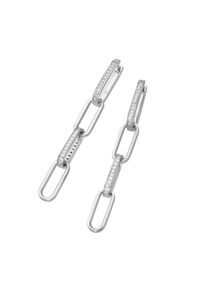Damen Paar Creolen "mit Behang, weiße Zirkonia, Silber 925", Silber 925 (Sterlingsilber), weiß, Giorgio Martello MILANO, Silber 925 (Sterlingsilber),