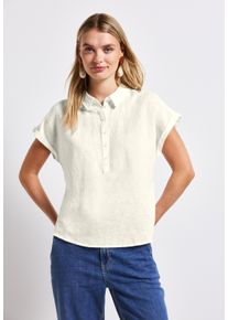 Street One Damen Hemdbluse, weiß, casual, Gr. 36, unifarben, Web, 60% Leinen, 40% Baumwolle, Blusen, mit Seitlichen Einschlitzen am Saum