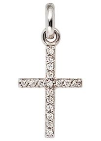 Jobo Damen Kreuz-Anhänger "Anhänger Kreuz", SI = kleine Einschlüsse, Weißgold 585-Diamanten, weiß, Weißgold 585, Diamanten, Schmuckanhänger, 585
