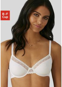 Lascana Damen Bügel-BH, Gr. 75, weiß, Jersey, Spitze, Obermaterial: 83% Baumwolle, 11% Polyamid, 6% Elasthan, Basic, BHs, aus Bio-Baumwolle