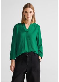 Street One Damen Klassische Bluse, grün, casual, Gr. 36, unifarben, Stoff, 56% Viskose, 43% Polyester, 1% Elasthan, Blusen, mit geschlitztem