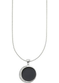 Damen Kette mit Anhänger "Schmuck Geschenk Silber 925 Halskette mit Anhänger schwarz", Silber 925 (Sterlingsilber), L: 51cm B: 1,1mm, weiß, ANISTON