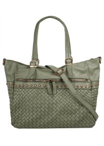 Samantha Look Damen Shopper, grün, Leder, Taschen, echt Leder, Made in Italy