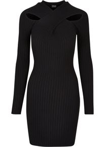 Urban Classics Damen Shirtkleid "Urban Classics Damen Ladies Crossed Rib Knit Dress", schwarz, klassisch, Gr. XS, unifarben, 35% Polyacryl, 35%
