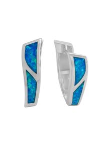 Vivance Damen Paar Creolen "925-Sterling Silber rhodiniert synth. Opal blau", ONE-SIZE, Silber 925 (Sterlingsilber), weiß, Silber 925